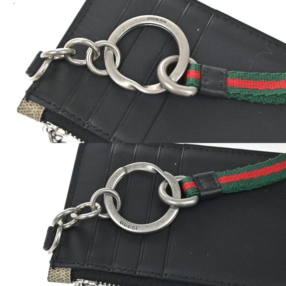 GUCCI Bee Print GG Coin Wallet Key Case Strap Supreme Leather Brown 38YH676 - Picture 12 of 13